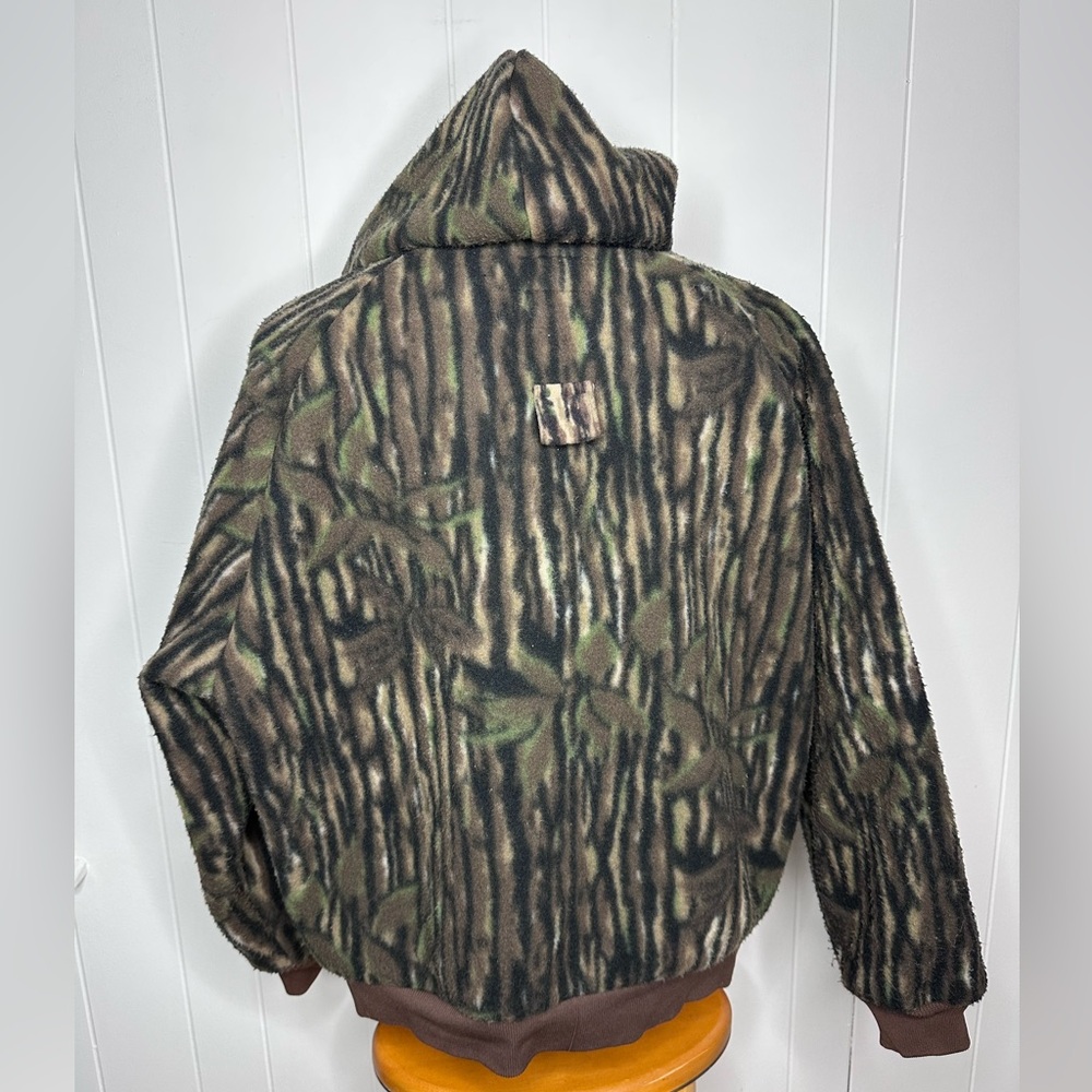 Vintage Cabelas 80’s Tree Bark Camo Full Zip Fleece Jacket w/ Hood - Picture 12 of 12